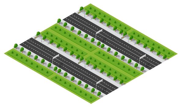Isometric urban road layout illustration vector