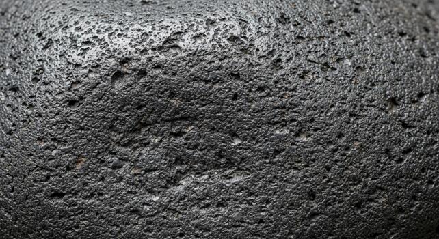 Detailed close up abstract texture of a dark porous surface with irregular pits and rough granular patterns photo