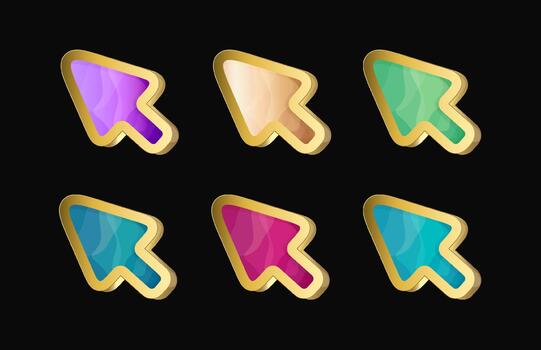 stylized computer cursors arranged in two rows on a black background vector