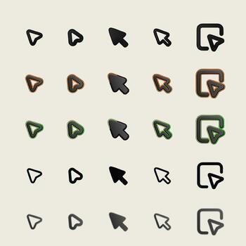 Various cursor icons arranged in a grid on a white background vector