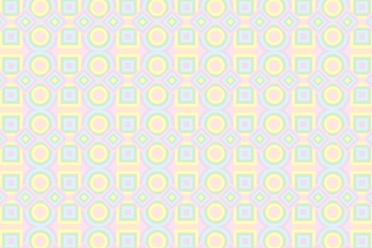 Geometric Seamless Pattern Round Square Triangle Soft Colour Abstract Line Art Background vector