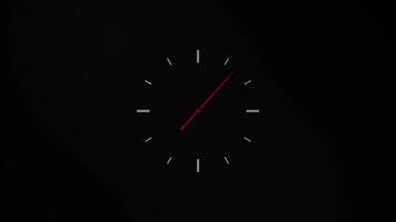 Minimalistic clock face with red second hand spinning continuously in loop video