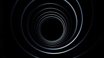 abstrakt tunnel av lysande koncentrisk cirklar skapande ett ändlös framåt- rörelse i mörker video