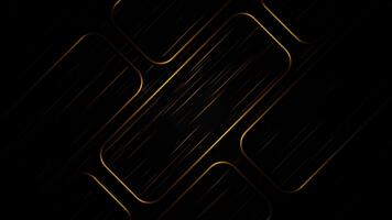 Black background with gold geometric lines creating continuous falling metallic motion effect video