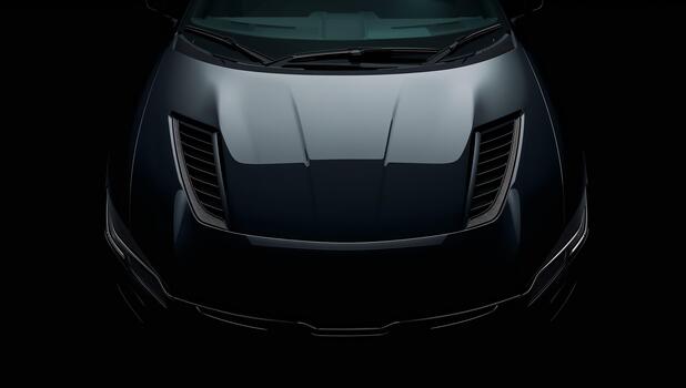 Sleek, Dark Metallic Form Contrasting Textures and Play of Light on Angular Surfaces. photo