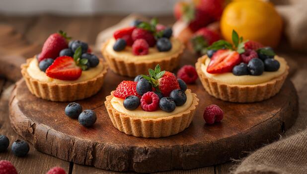 Fruitful Dessert Array. A Study in Textures, Shapes, and Visual Flavor. photo