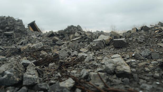 Grey Scale Abstract Shattered Forms and Metallic Hints under Overcast Sky. photo