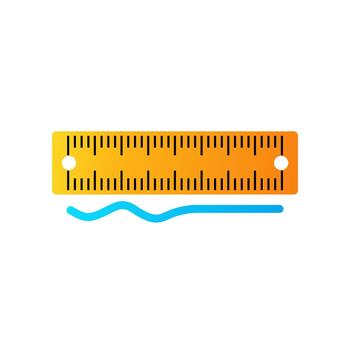 A yellow ruler illustration with measurement lines, designed in minimal flat style, representing mathematics, measurement, geometry, school supplies, and educational tools in colorful design. vector
