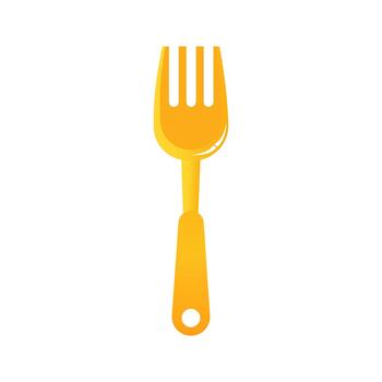 A bright orange fork illustration with a minimal flat design, representing essential cutlery with a fun and modern look, combining simplicity, functionality, and cheerful kitchen vibes. vector