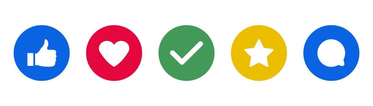pulgares arriba. si signo. cheque marca símbolo. confirmación marca. corazón forma, estrella clasificación y mensaje burbuja. vector