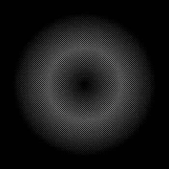 Halftone element template. Circular halftone pattern. Abstract white dots round emblem. Specks, halftone circle gradient. Dotted flat backdrop. Random halftone dot texture. Half tone simple background vector