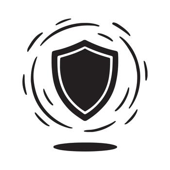 Stylized shield illustration depicting robust digital protection, symbolizing secure online transaction integrity and encrypted data chains for comprehensive cybersecurity vector