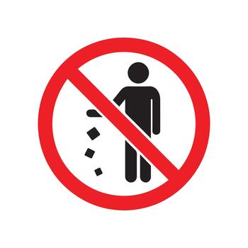 No littering sign in red circle indicating not to throw trash vector