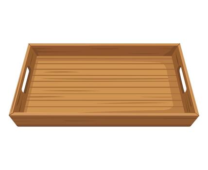 un vacío de madera servicio bandeja con manejas aislado en un blanco antecedentes vector