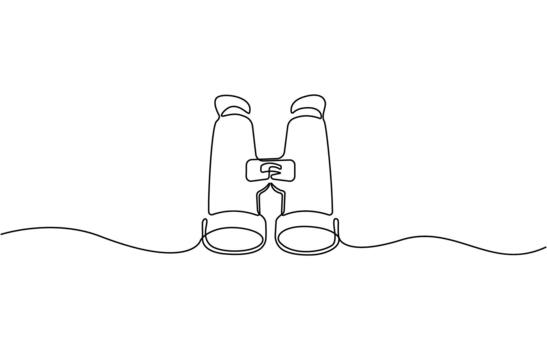 Continuous one line drawing of binocular, binocular single line art design vector