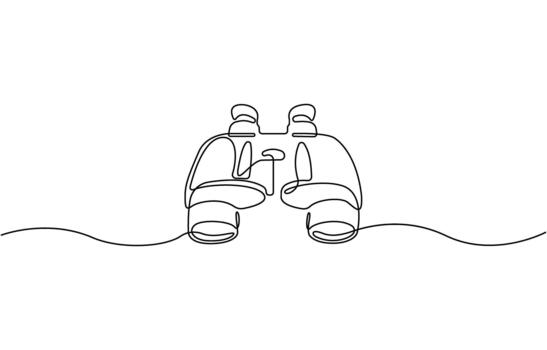 Continuous one line drawing of Binocular. Binocular single line art Editable Icon vector