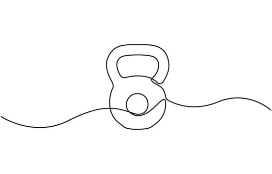 Continuous one line drawing of dumbbells for fitness and exercise vector