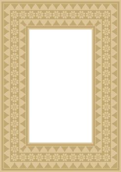 square Assyrian gold ornament. Rectangle, border, frame of Mesopatamia Pattern ancient East vector