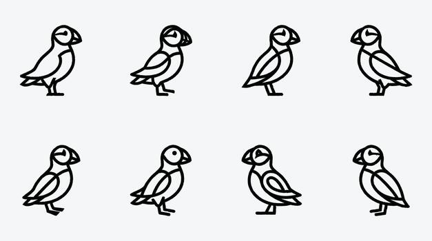 minimalista frailecillo pájaro icono modelo en blanco antecedentes diseño elemento vector