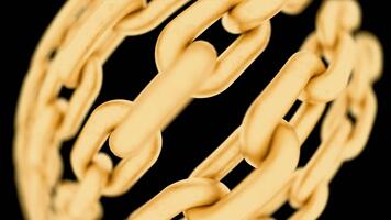 A 3D animation of golden chain links rotating, symbolizing strength and... video