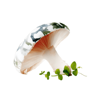 acuarela un de cerca ver de un soltero seta con un único estampado gorra, aislado en un transparente antecedentes png