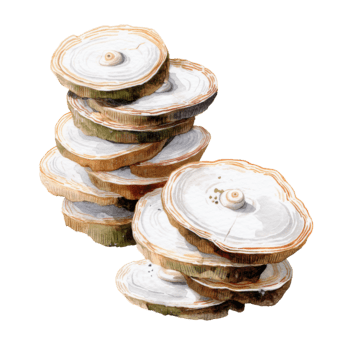 Aquarell Stapel von geschnitten Baum Kofferraum Querschnitte mit sichtbar Wachstum Ringe und bellen, isoliert auf transparent Hintergrund png