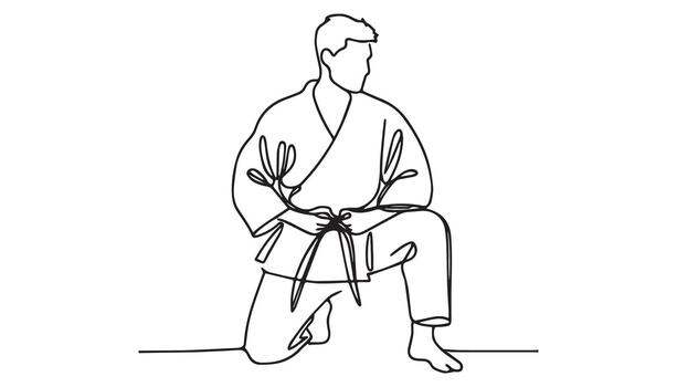 continuous line of a man in karate stance vector