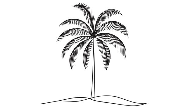 a continuous palm tree is drawn in black and white vector