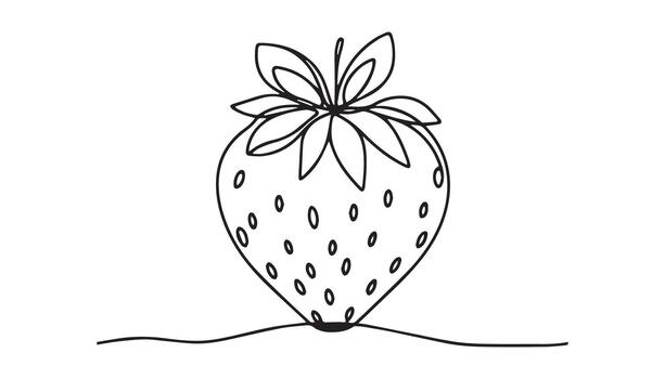 a continuous strawberry is drawn in a line on a white background vector