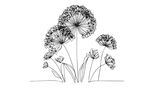 a continuous line of a flower vector