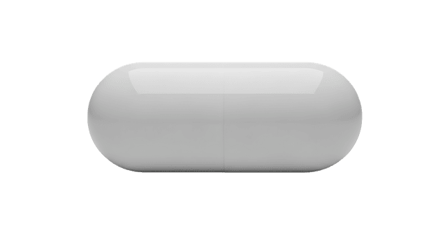 generico bianca allungata capsula, isolato con un' riflessivo superficie, ideale per Salute, medicinale, o supplemento concetti, presentata su un' chiaro sfondo per versatile integrazione nel vario disegni png