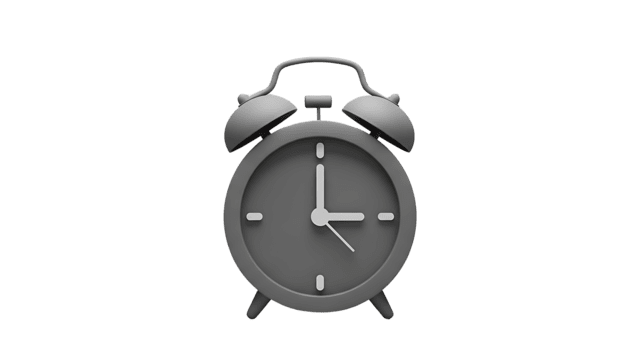 Modern 3D rendered grey alarm clock icon on a transparent background, symbolizing time management, deadlines, and morning routines with a clean, minimalist design png