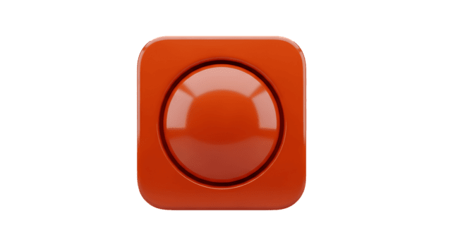 Vibrant glossy orange 3D button icon with a prominent circular center, perfectly isolated on a neutral background, symbolizing modern design and interactive elements png