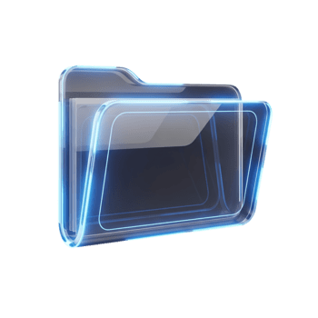 Glowing Digital Folder Icon on Translucent Material for Secure Data Organization and Advanced Technological Concepts png
