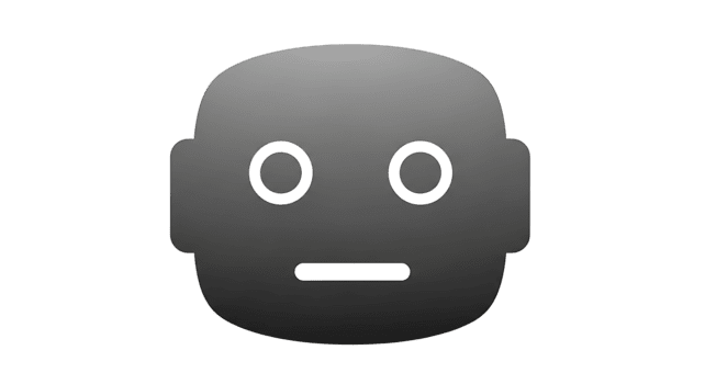 stilizzato grigio robot testa icona con un' liscio pendenza effetto, che rappresentano artificiale intelligenza e moderno digitale tecnologia, adatto per App interfacce o futuristico disegni png