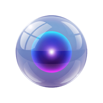 Captivating abstract glassy sphere with an internal radiant glow, embodying digital elegance and futuristic design, perfect for technology or science concepts, isolated on a transparent background png