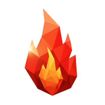 dynamisk geometrisk brand ikon återges i en vibrerande låg-poly stil, visa upp en spektrum av röda, apelsiner, och gula till symbolisera energi, värme, och en brinnande passionen för digital tillämpningar png