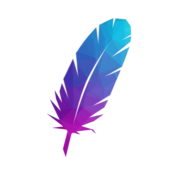 Vibrant abstract polygonal feather with a smooth blue to purple gradient, showcasing a modern geometric design element on a transparent background, perfect for digital art and graphic design projects png