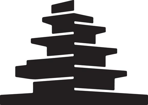 Abstract geometric stacked layered structure icon design representing stability, growth, progress, and architectural foundation concept vector