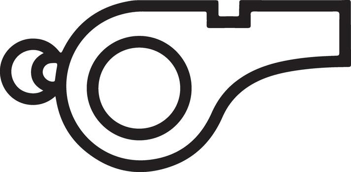 Outline icon of a whistle, symbolizing signal, warning, sport, referee, and attention, with a clear, minimalist design for versatile use in modern projects. vector