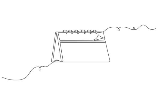 Minimalist continuous one line drawing of a flip table calendar vector