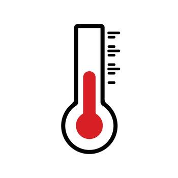 Thermometer showing high temperature in a simple and clear design for weather indication and analysis vector