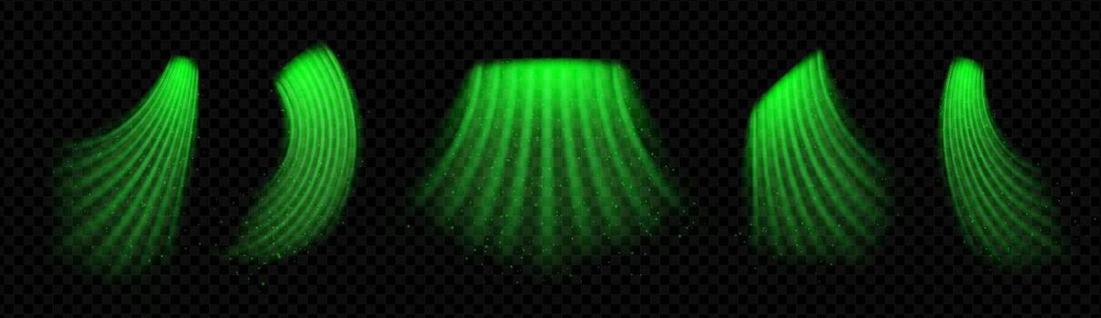 Green light wave patterns in graphic design vector