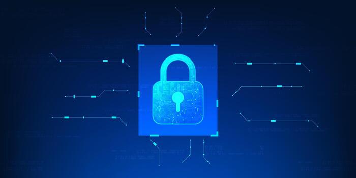 la seguridad cibernética tecnología bloquear con digital circuito proteccion, seguro datos cifrado, antivirus defensa, prevenir ciber ataque y malware amenazas, símbolo de moderno ciber defensa sistema información vector