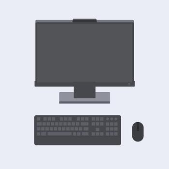 computer monitor keyboard and mouse setup vector