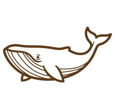 A simple outline illustration of a friendly whale swimming with elegant and minimal design vector