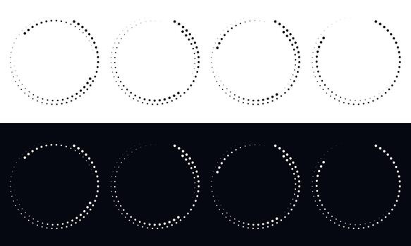 Set of abstract round frames in halftone style vector