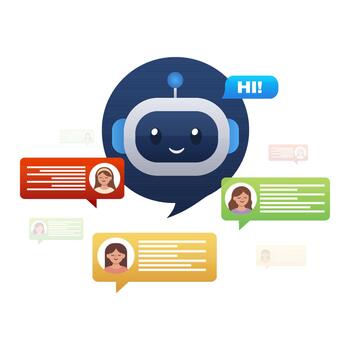 chatbot con artificial inteligencia, mensaje burbujas y usuario avatares vector