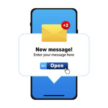 New Message Notification Pop Up on Smartphone. Illustration vector