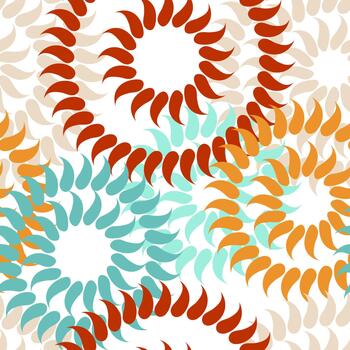Seamless abstract pattern with abstract flowers. Endless print stylized plants with drop petals. vector